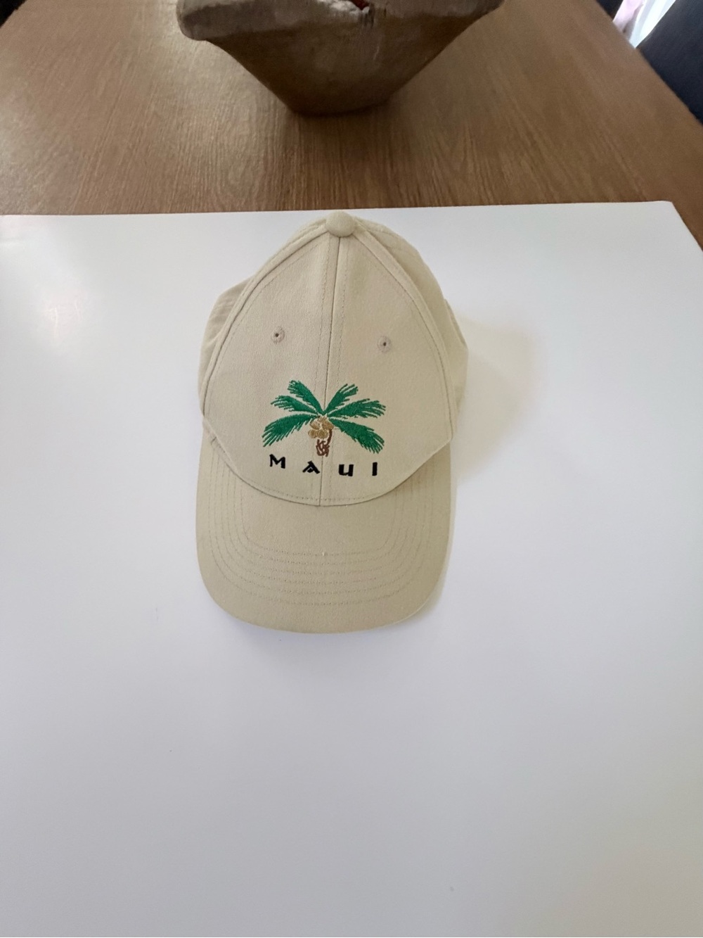 Beige Maui Palm Embroidered Baseball Cap